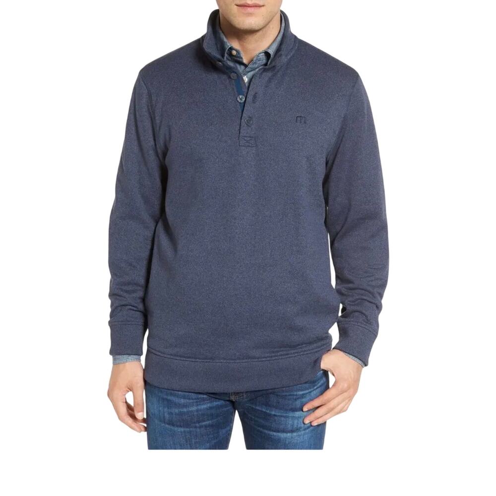 Travis Mathew Wall Mock Neck Pullover Men's XXL Blue Sweater